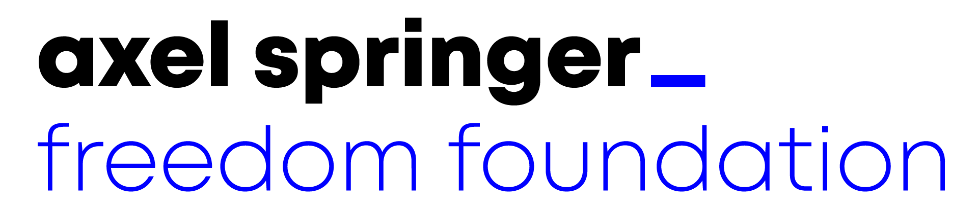 Logo in black and blue of the Axel Springer Freedom Foundation 