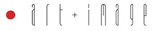 Logo mit rotem Punkt und Schriftzug "art + image" in schmaler Schrift