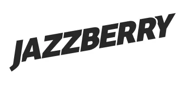 Jazzberry text logo in bold, italic black letters on white background.