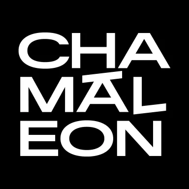 Grafik mit dem Wort "CHAMALEON" in weißen Großbuchstaben auf schwarzem Hintergrund.