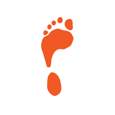 Orange footprint on a black background