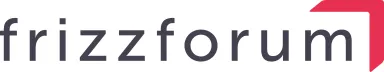 Logo mit Schriftzug „frizzforum“ und rotem Ecke oben rechts am „m“.