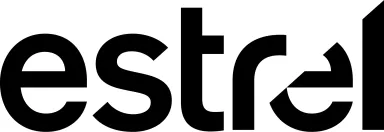 Schwarzes Estrel-Logo auf weißem Hintergrund